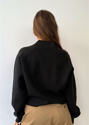 Svea zip cardigan Dark Grey Melange Boii Studios